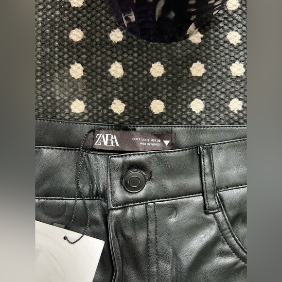 ZARA Faux Leather Straight Leg Pants - Picture 8 of 11